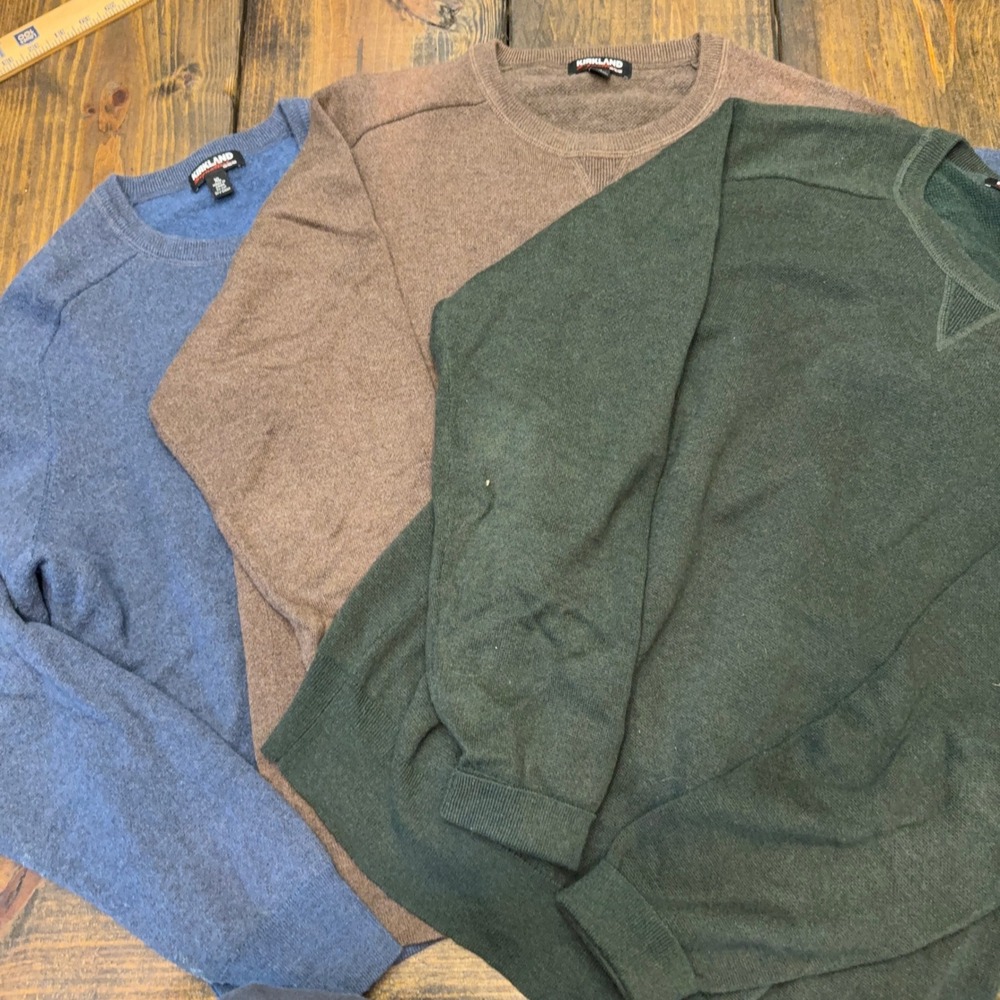 Kirkland Signature Mens Crewneck Sweater Bundle merino wool Green Brown Blue XL